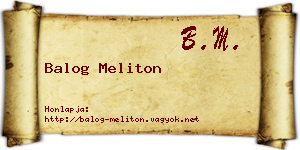 Balog Meliton névjegykártya