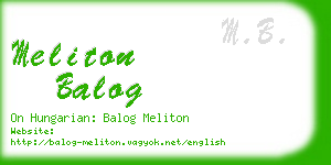meliton balog business card